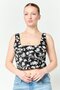 Women Square Neck Sleeveless Allover Print Crop Tank Top, Multicolor