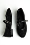 Black Skin Women's Stone Detailed Mesh Casual Ballet Flats - 2