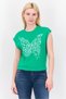 Women Crew Neck Sleeveless Graphic Print Tank Tops, Green/White