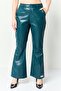 Women Regular Fit Solid Flared Pants, Teal Green