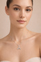 Zircon Stone Whale Tail Women's Steel Necklace – Silver Color - 5