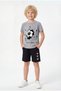 Round Neck Summer Football Print Detailed Capri Boys' Top and Bottom Set - 5