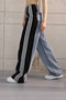 Women's Striped Sweatpants Detailed Jean Trousers - Gray Black - 2