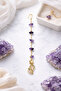 Amethyst Stone Chain Bookmark with Gold Cat Figure Charm - 4
