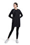 Modest Workout Top Women – Long Sleeve Loose Fit Tunic, Full Coverage (Black)