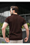 Men's Brown Polo Collar Zipper T-Shirt 6876 - 2