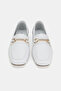 Women's White Genuine Natural De Leather 6-41 Size Buckle Flats - 4