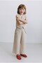 Girl's Cotton Piece Beige Embroidered Vest and Pants Set