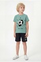 Round Neck Summer Football Print Detailed Capri Boys' Top and Bottom Set - 5