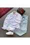 Men's Corded Fabric Shirt and Baggy Pants 2-Piece Set