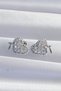 Brass Silver Color Bow Detail Pearl and Zircon Stone Heart Earrings - 2