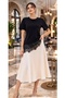 Pink Oversized T-Shirt Satin Lace Detailed Asymmetrical T-Shirt\T-Shirt - 7
