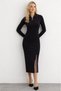 New Season Women's Long Sleeve Turtleneck Front Zipper Slit Midi Viscose Holiday Dress