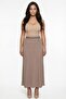 Women's Mink Summer Waist Length Long Skirt with Special Accessories Ribbed Stretchy