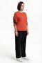 Women's Orange Summer Dress with Elastic Waist and Accessories, Piece Paneled Top and Bottom Set - 2