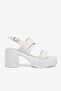 Women's White Comfortable Fit PU Sole Heels Sandals - 6