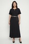 Women's Black Summer Dress Slit with Accessories, Invisible Zipper Piece, Belt Piece Dress