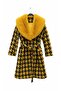 Fur Collar Houndstooth Patterned Coat - 2