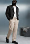 Men's Beige Linen Trousers with Elastic Waist - 4
