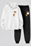 Bear Printed 3-Yarn Quality Sweatshirt and Sweatpants Children's Top-Bottom Set