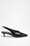 Women's Black Patent Leather Pointed Toe Kitten Heeled Shoes - 4
