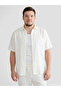 Ecru Loose Fit Linen Look Men's Shirt - 2