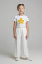Girls' Yellow Daisy T-Shirt White Wide Leg Pants April 23 Show Outfits - 2