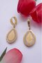 Tuğra Figured Zircon Stone Gold Color Hypoallergenic Stainless Steel Earrings 130627 - 2