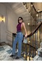High Waist Shiny Stone Pattern Palazzo Jean Trousers - 3