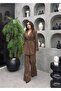 Double-Breasted Collar Belted Double K Linen Set - Also Suitable for Hijab - 3