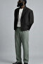 Men's Khaki Linen Trousers with Elastic Waist