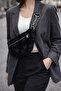 Plush Crisscross Straps Women's Bag / Chain Detail / Adjustable Handle / Lined - 5