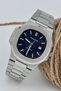 Steel Men's Wristwatch, Waterproof, Calendar, Silver Color Cord, Navy Blue Men's Wristwatch - 3