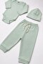 3-Piece 100% Cotton Piece Unisex Beret Baby Bodysuit and Pants Set - 2