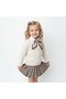 Girls' Shirt with Scarf Vest and Skirt 3-Piece Set - 4