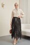 Mixed Pattern Elastic Waist Asymmetrical Cut Lined Tulle Skirt - Camouflage - 3