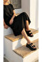 Double Buckle Detail High Wedge Heel Lu Suede Comfortable Women's Summer Slipper Sandals - 7