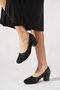 Hursemest Women's Classic Heeled Shoes Black Glitter with Stone Sequins - 3