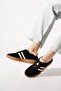 Kalecer Double Stripe Genuine Leather Women's Sports Shoes Black Suede - 5
