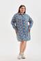 Large Size Floral Print Shirt Dress - Cobalt Blue