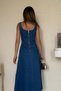 Women's Zip Detail Square Neck Long Denim Dress Jean Gilet Dress - 4