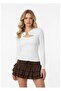 Women's Collar Detail Accessory Long Sleeve Combed Cotton Blouse 13013 - 3