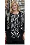 Plus Size Office Chic Black Patterned Long Tunic - 3
