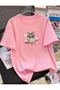 Owl Printed Unisex Women'S/Men's Oversize Crewneck T-Shirt