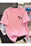 Flower Butterfly Pocket Printed Oversized Crewneck T-Shirt