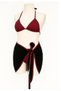 Women's Burgundy Pareolu 3-Piece Bikini Set – Halter Neck Tie-Detail Three-Piece Beach Combination