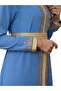 Serene Sky Blue Kaftan with Golden Lattice Detail - 5