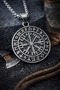 Nordic Rune Symbol Stainless Steel Vegvisir Viking Men's Necklace - 2