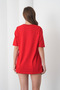 Acacia Women's 100% Cotton Red Basic Round Neck T-Shirt - 8