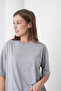Acacia Women's 100% Cotton Gray Basic Round Neck T-Shirt - 4